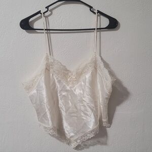 Vintage satin lace sexy lingerie slip shirt
